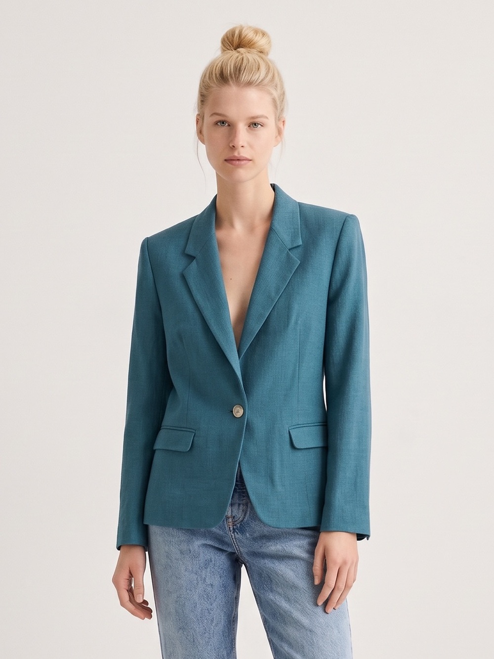 Vintage Andros USA Teal Single-Button Tailored Blazer. Academia. Old money style